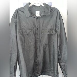 Men’s H&M Olive Double Pocket Long Sleeve Shirt